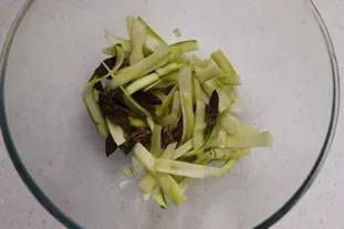 Raw green asparagus salad