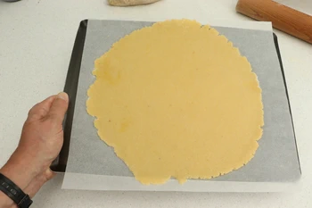 dough on a baking sheet in the fridge