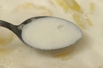 foam on potatoes: close-up