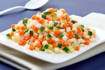 Brunoise (tiny diced vegetables as garnish)