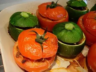 Stuffed tomatoes and courgettes