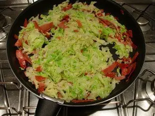 Cabbage julienne with ham : Photo of step #3