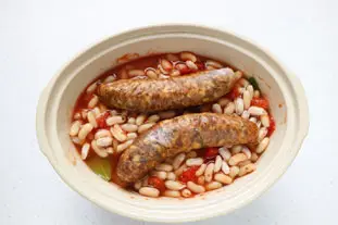 Sausages with baked beans, French style