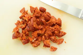 Chorizo cake with olives and tomato confit : Stage 1