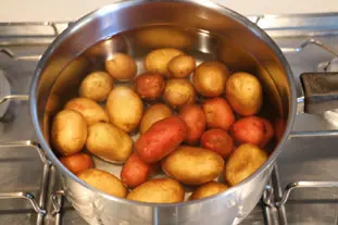 Mini Mont d'Or fondue with "spuds in blankets"