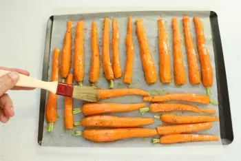 Tender roasted carrots with avocado mayonnaise