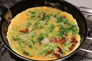 Bacon and cabbage omelette