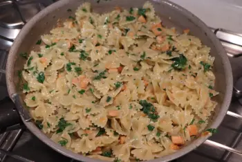 Butterfly pasta with smoked trout