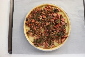 Sorrel and potato quiche