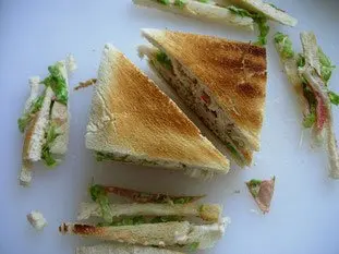 Crab and smoked salmon club sandwiches 