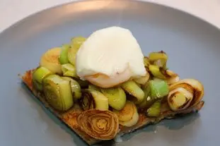 Fried bread with leek and poached egg 