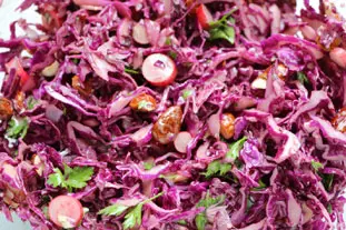 Red cabage salad with toasted almonds