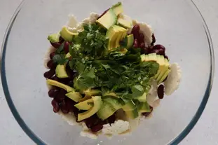 Cauliflower, red bean and avocado salad