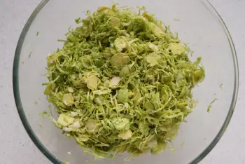 Brussels sprouts salad with smoked trout and Comté cheese