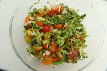 Cherry tomato salad, mixed greens, and Parmesan shavings : Stage 6
