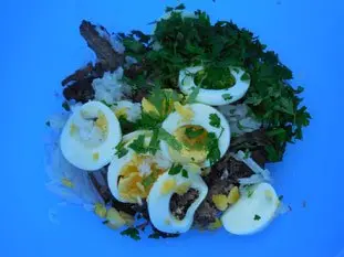 Lentil and cold-meat salad