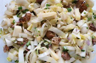 Endive and cheese salad with croutons