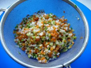 Brunoise (tiny diced vegetables as garnish)