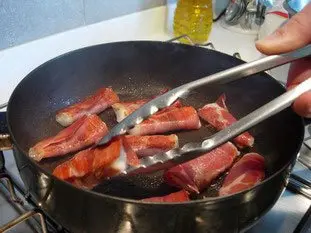 Rolls of fish in smoked ham