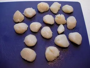 Scallops with green asparagus tips and parmesan : Photo of step #5