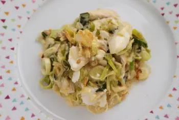 Fish fillet with leeks and mustard cream