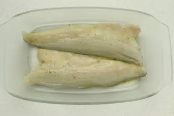 Whiting fillet with mustard carrots