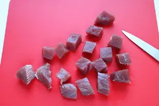 Curried tuna cubes