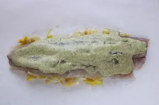 Sea bass with coriander cream en papillote : Photo of step #10