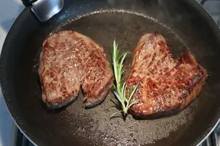 Tenderloin steak with beetroot tops and mushrooms