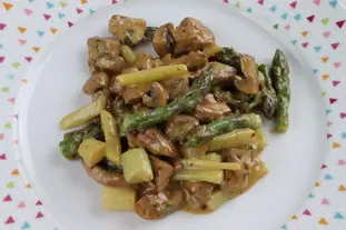 Veal with mushrooms and green asparagus