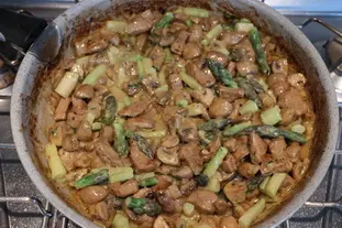 Veal with mushrooms and green asparagus
