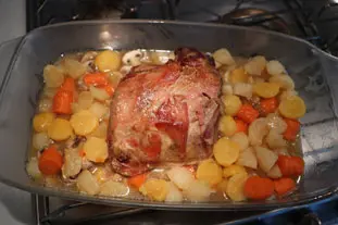 Roast in the bag pork with fondant vegetables.