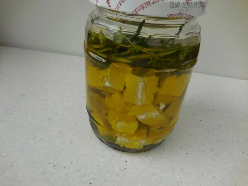 Feta in olive oil with herbs