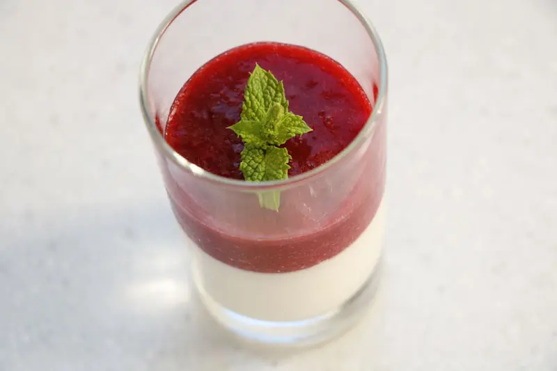 Plum and almond panna cotta