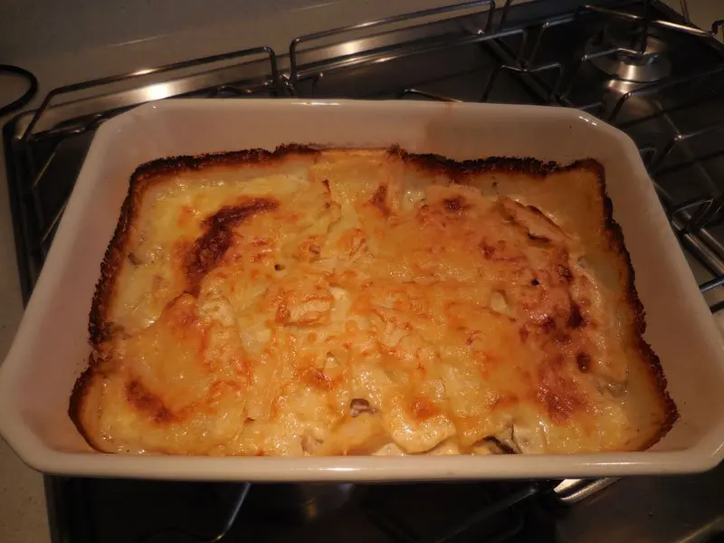 Celeriac and mushroom gratin