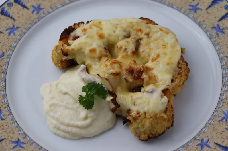 Spicy roast cauliflower gratin