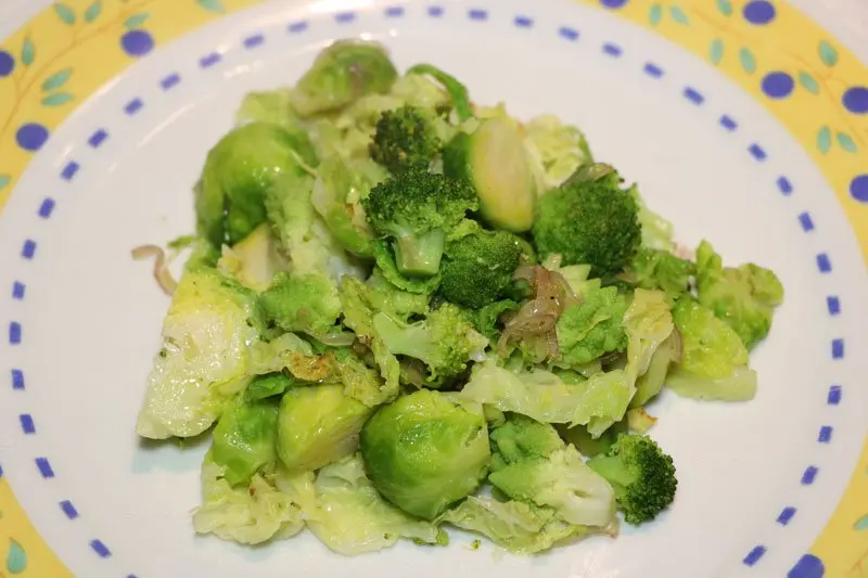 Sautéed Green Vegetables in pan