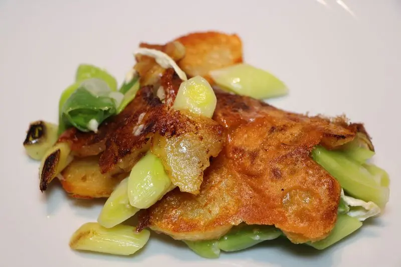 Crispy potato galette with leeks