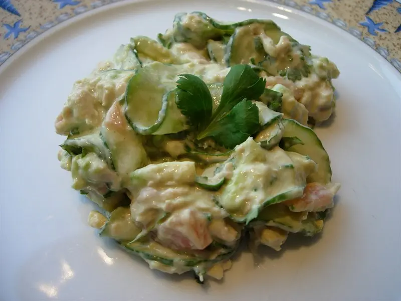 Cucumber and salmon salad