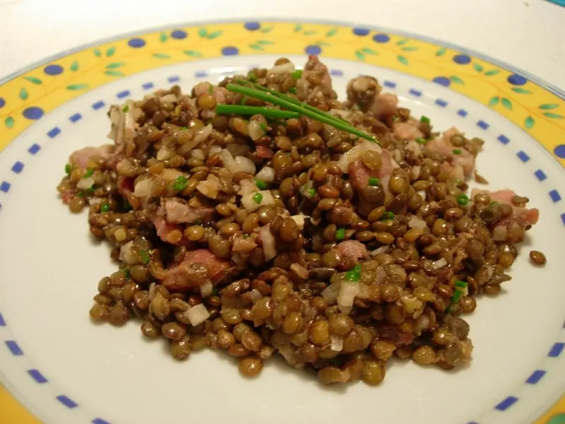 Warm lentil salad