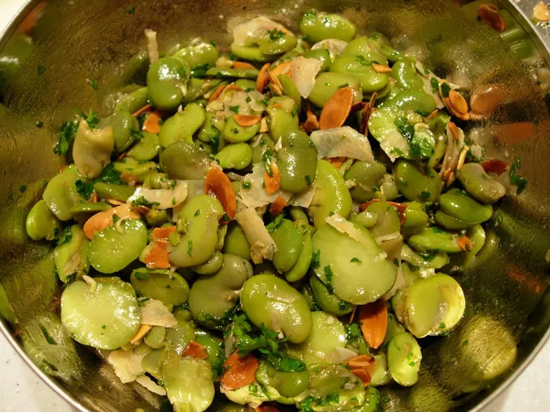 Broad bean salad with Parmesan