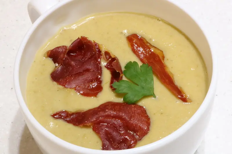 Hearty leek and sprout soup