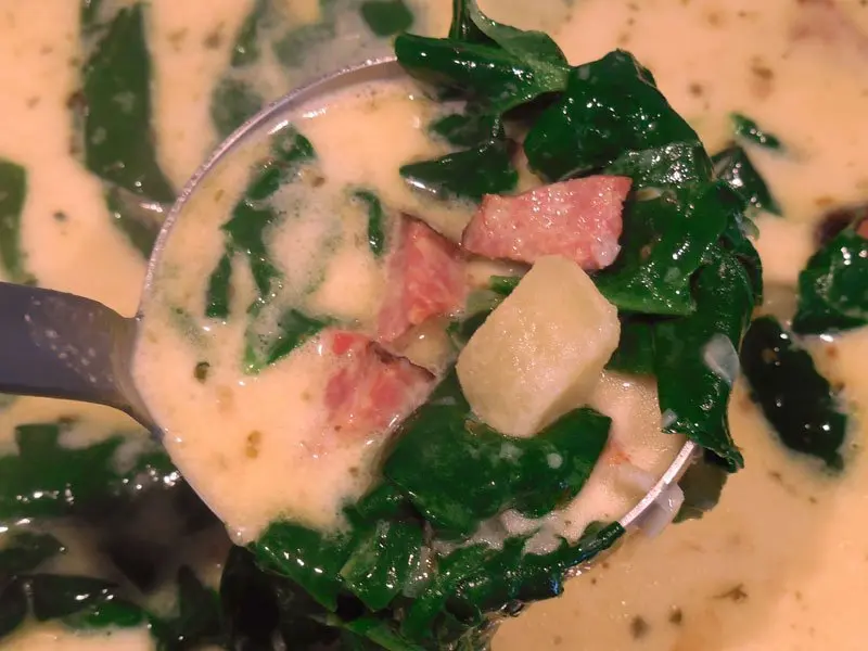 Late Winter Soup with Fresh Spinach