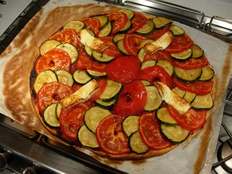 Tomato and courgette tart