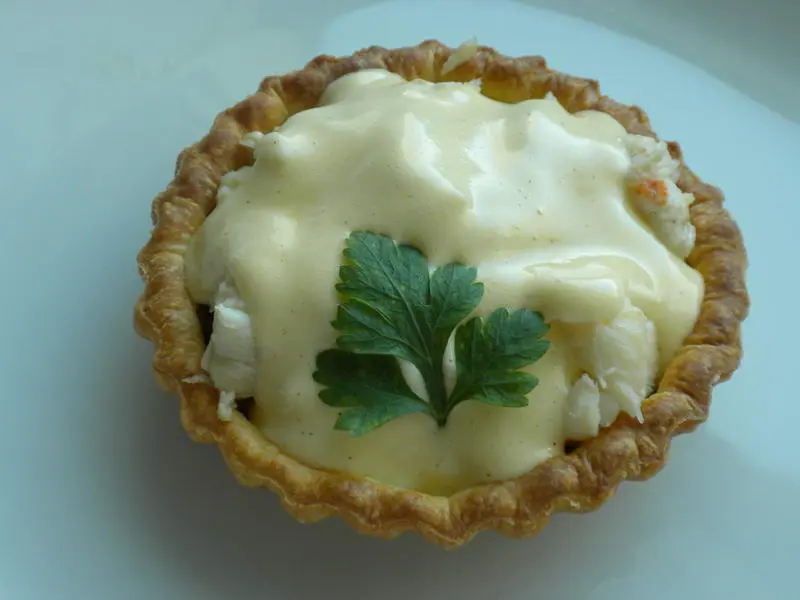Langoustine and leek tarts