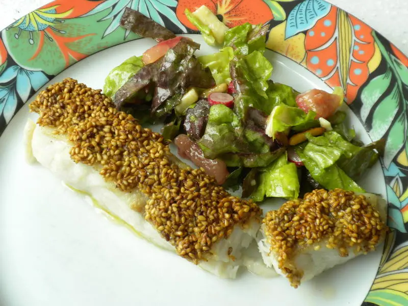 Fish in a sesame crust