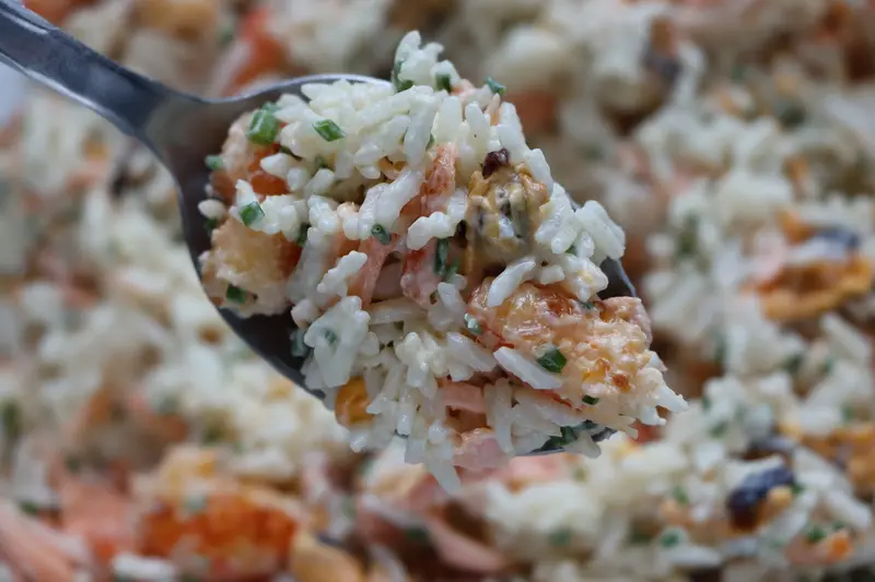 Seafood rice salad