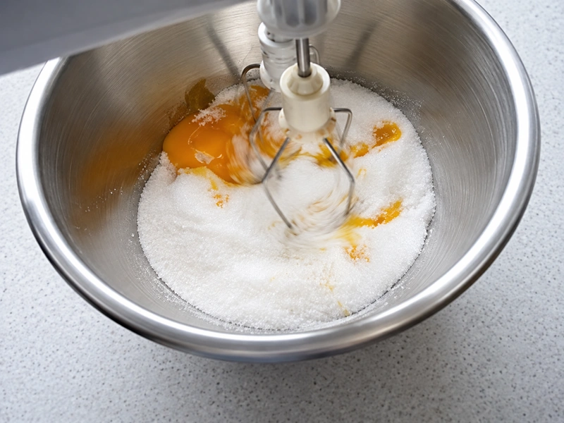 You should not beat egg yolks at high speed to start with