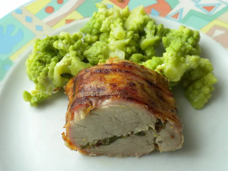 Larded pork tenderloin