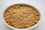 Autumn apple and plum crumble pie